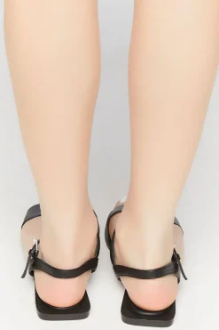 Faux Leather Open-Toe Sandals