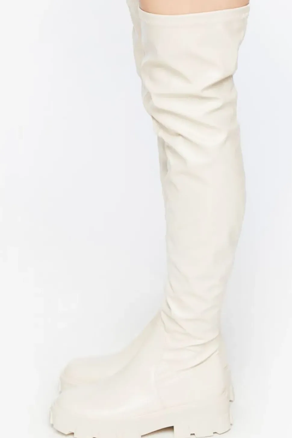 Faux Leather Over-The-Knee Lug Boots