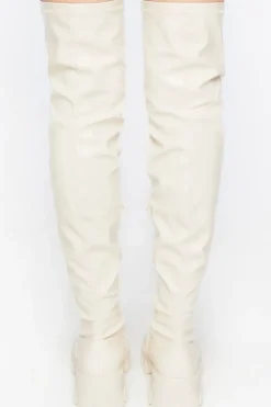 Faux Leather Over-The-Knee Lug Boots