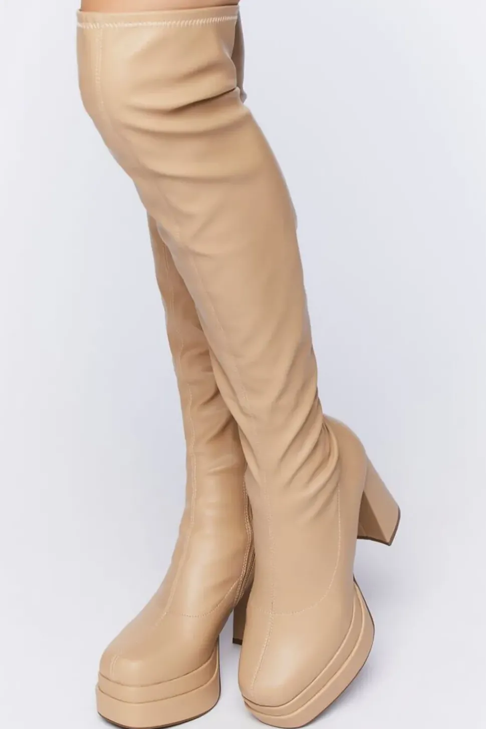 Faux Leather Over-The-Knee Platform Boots