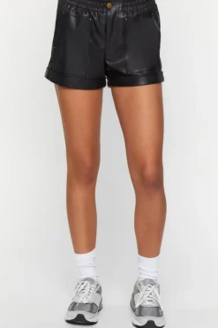 Faux Leather Paperbag Shorts