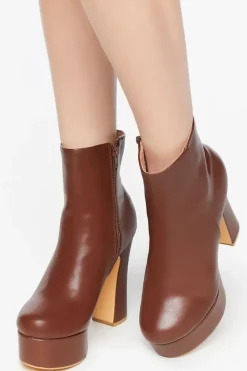 Faux Leather Platform Booties