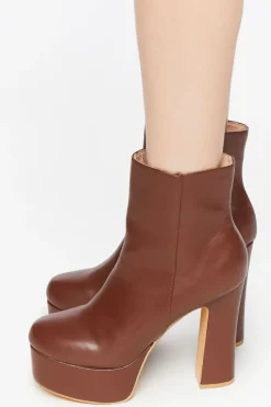 Faux Leather Platform Booties
