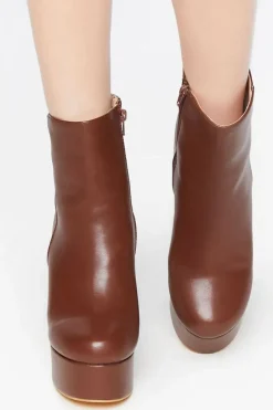 Faux Leather Platform Booties