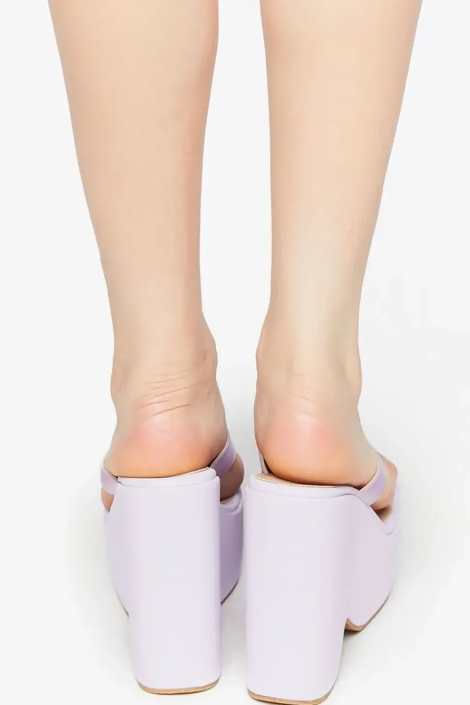 Faux Leather Platform Thong Wedges