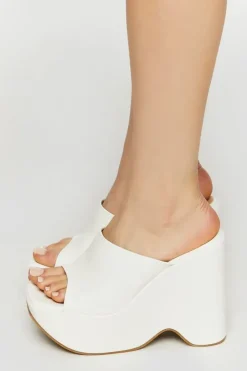 Faux Leather Platform Wedges