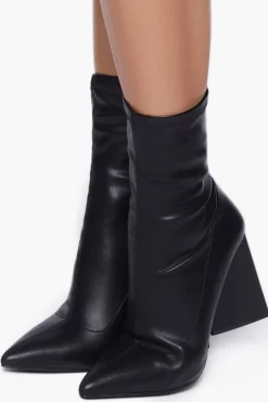 Faux Leather Pointed Booties