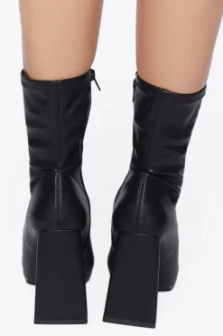 Faux Leather Pointed Booties