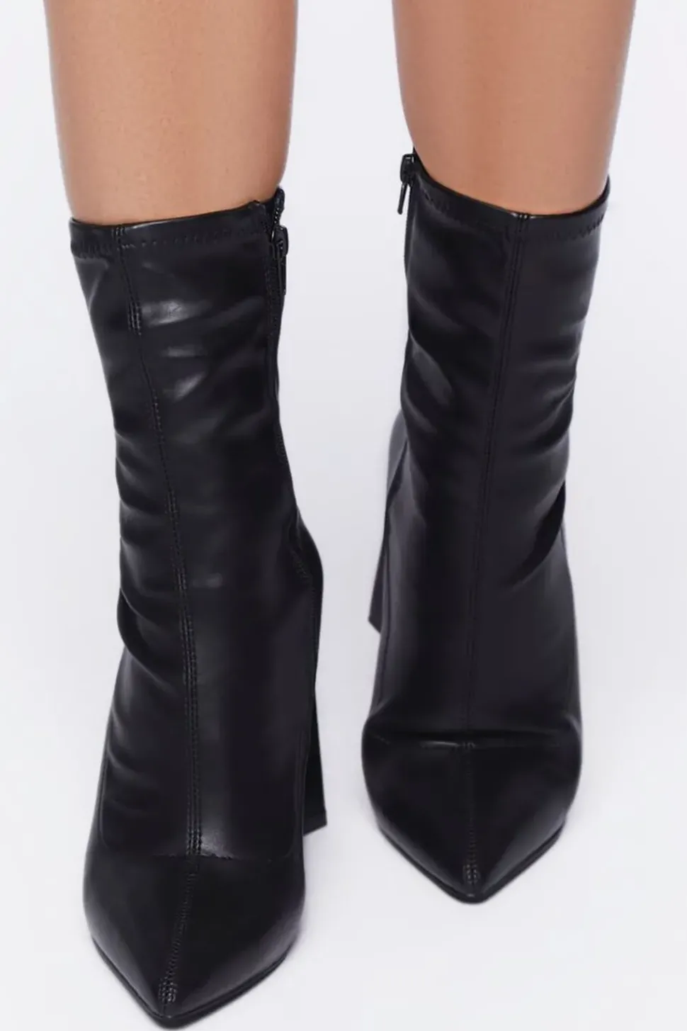 Faux Leather Pointed Booties