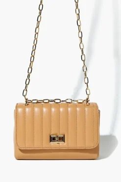 Faux Leather Quilted Chain Crossbody Bag