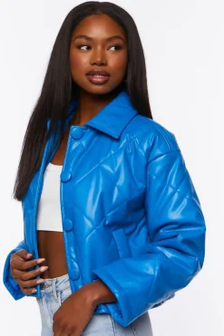 Faux Leather Quilted Jacket