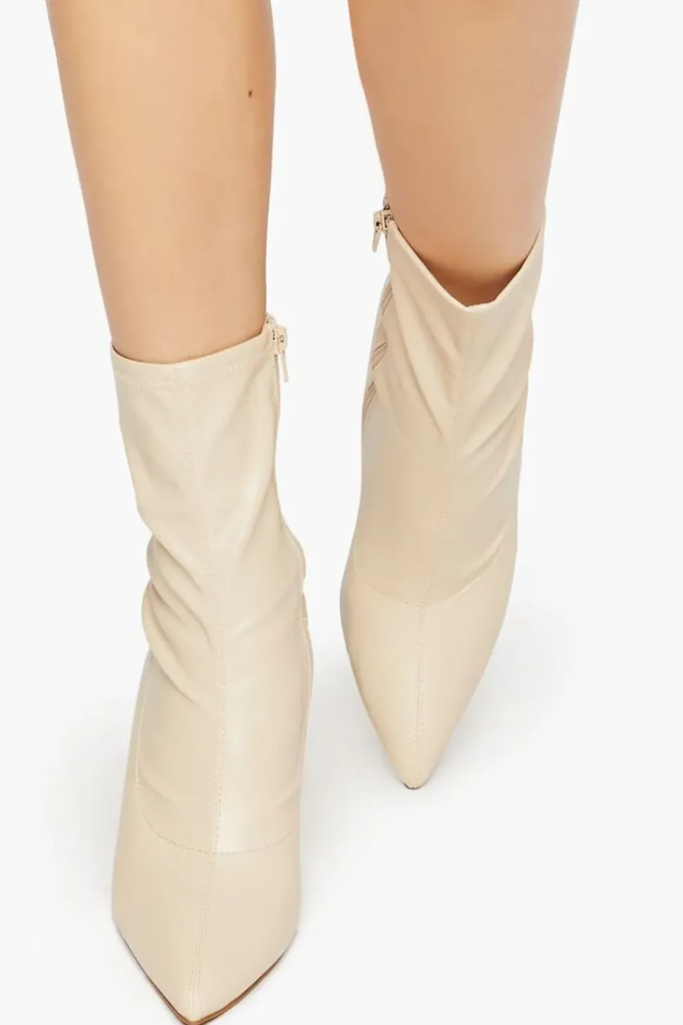 Faux Leather Rhinestone-Heel Booties