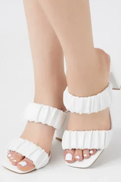 Faux Leather Ruched Block Heels