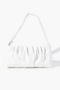 Faux Leather Ruched Shoulder Bag
