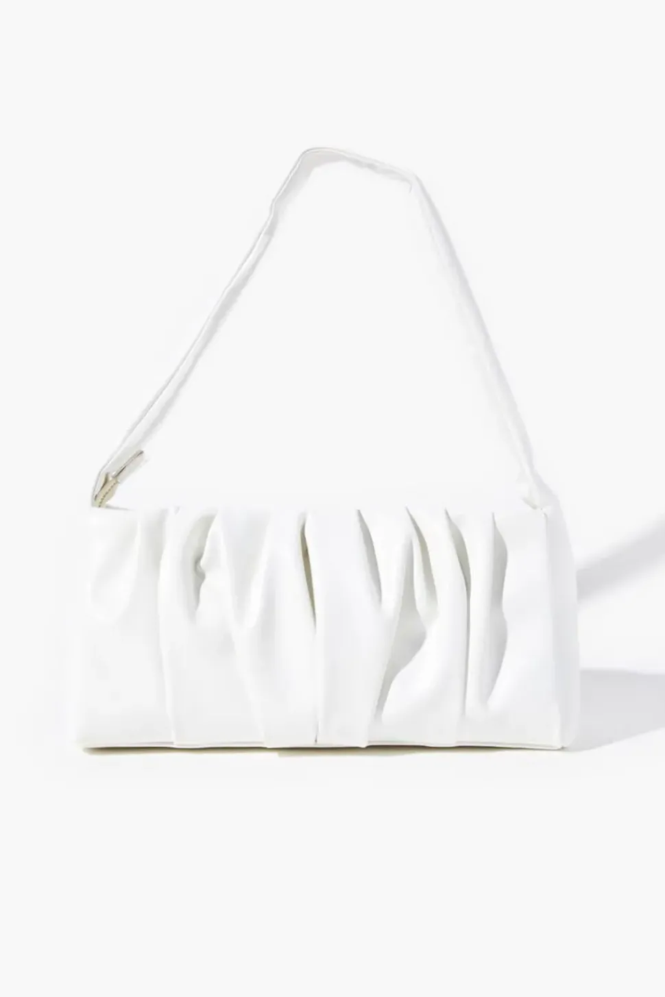 Faux Leather Ruched Shoulder Bag