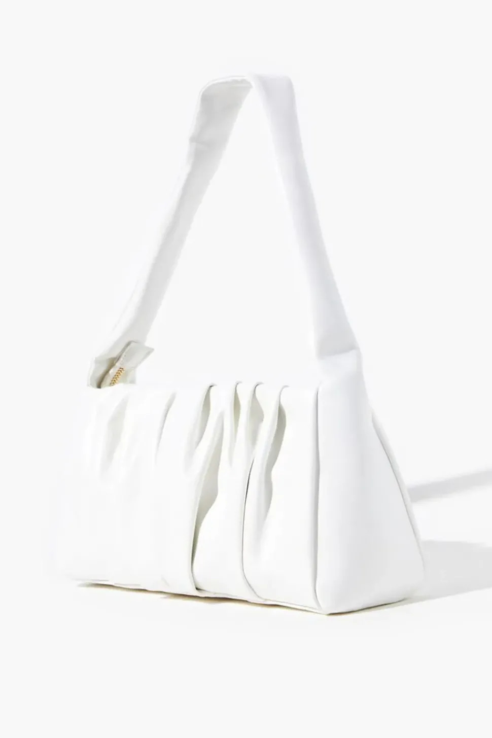 Faux Leather Ruched Shoulder Bag
