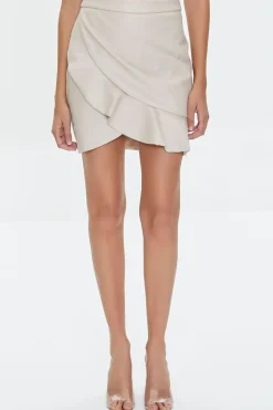 Faux Leather Ruffled Mini Skirt