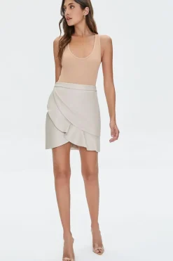 Faux Leather Ruffled Mini Skirt