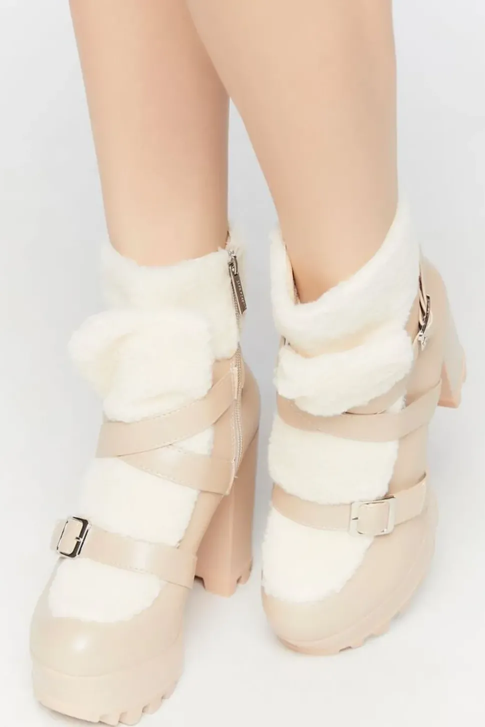 Faux Leather & Shearling Booties
