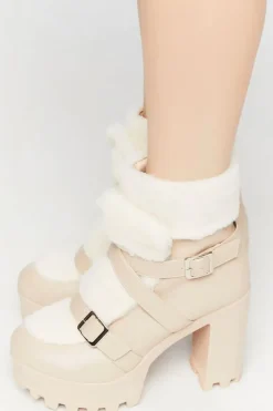 Faux Leather & Shearling Booties