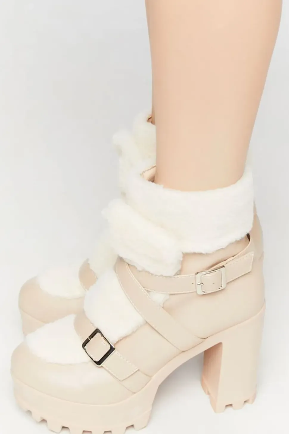 Faux Leather & Shearling Booties