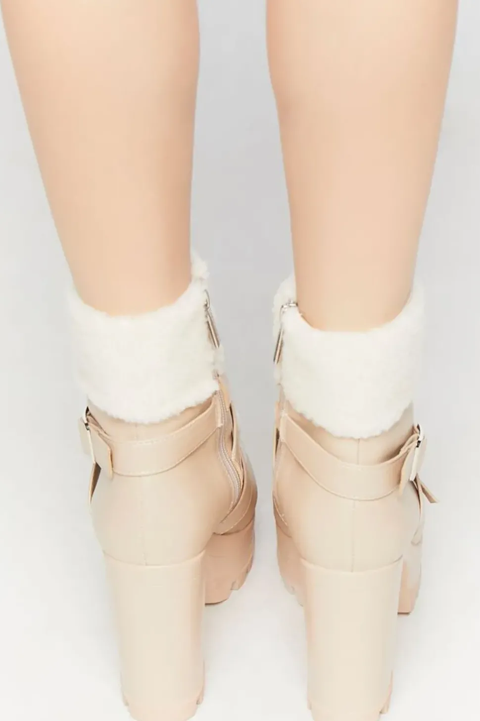 Faux Leather & Shearling Booties