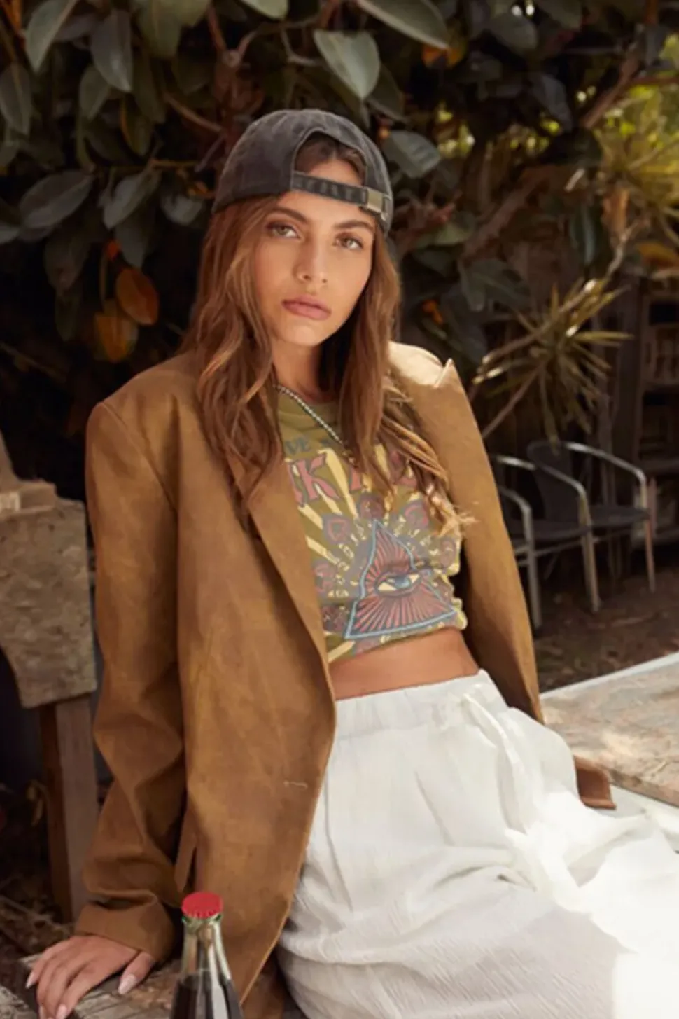 Faux Leather Single-Breasted Blazer