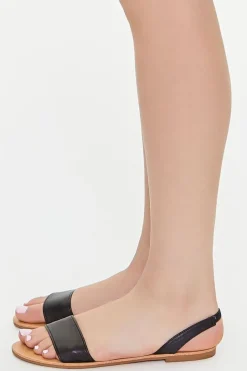 Faux Leather Slingback Sandals