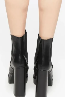 Faux Leather Stacked Platform Booties
