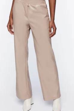 Faux Leather Straight-Leg Pants