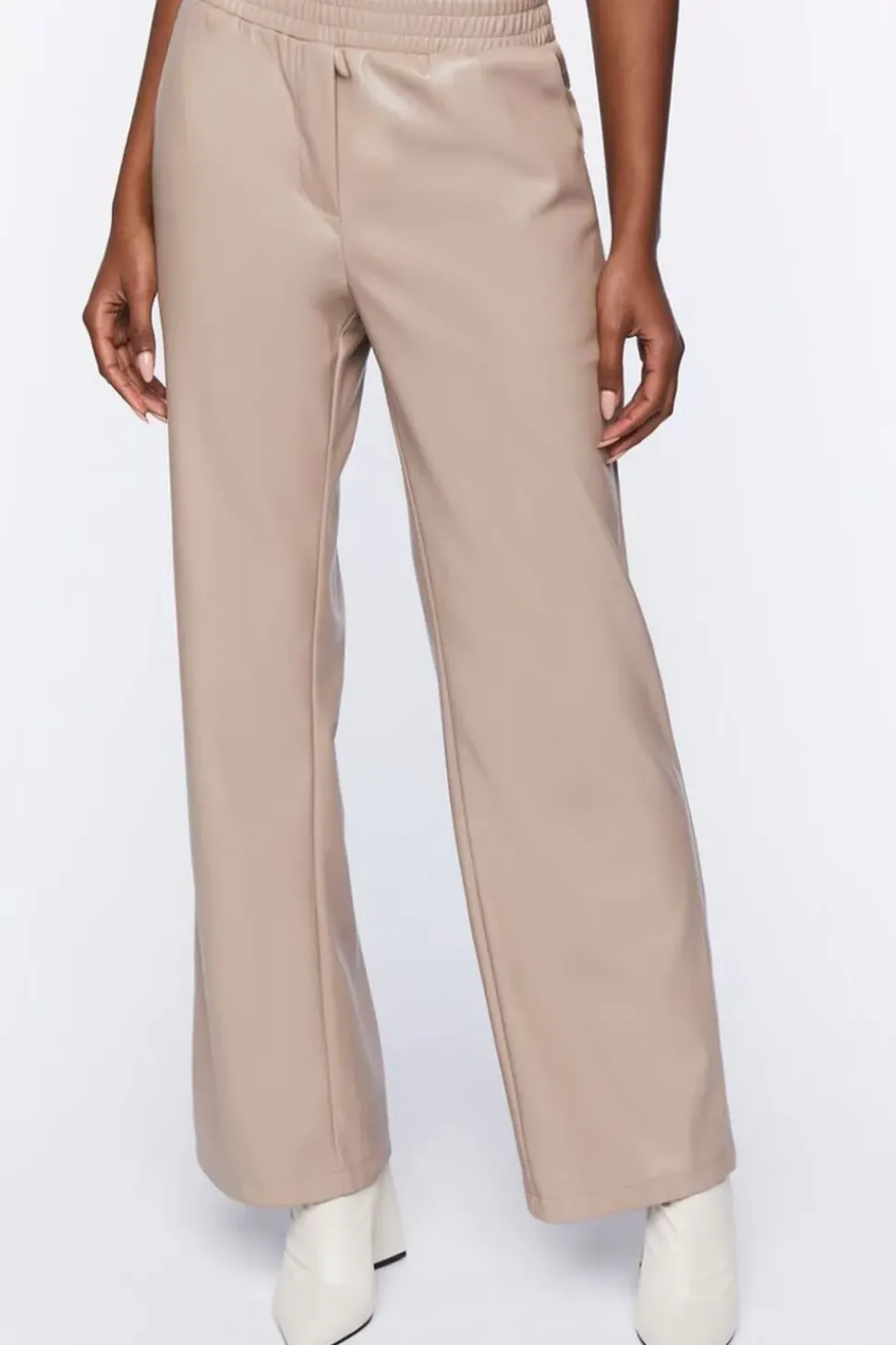 Faux Leather Straight-Leg Pants