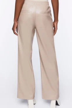 Faux Leather Straight-Leg Pants