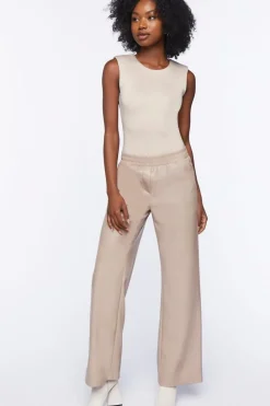 Faux Leather Straight-Leg Pants
