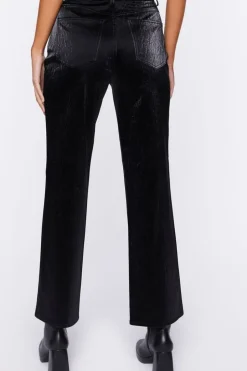 Faux Leather Straight-Leg Pants