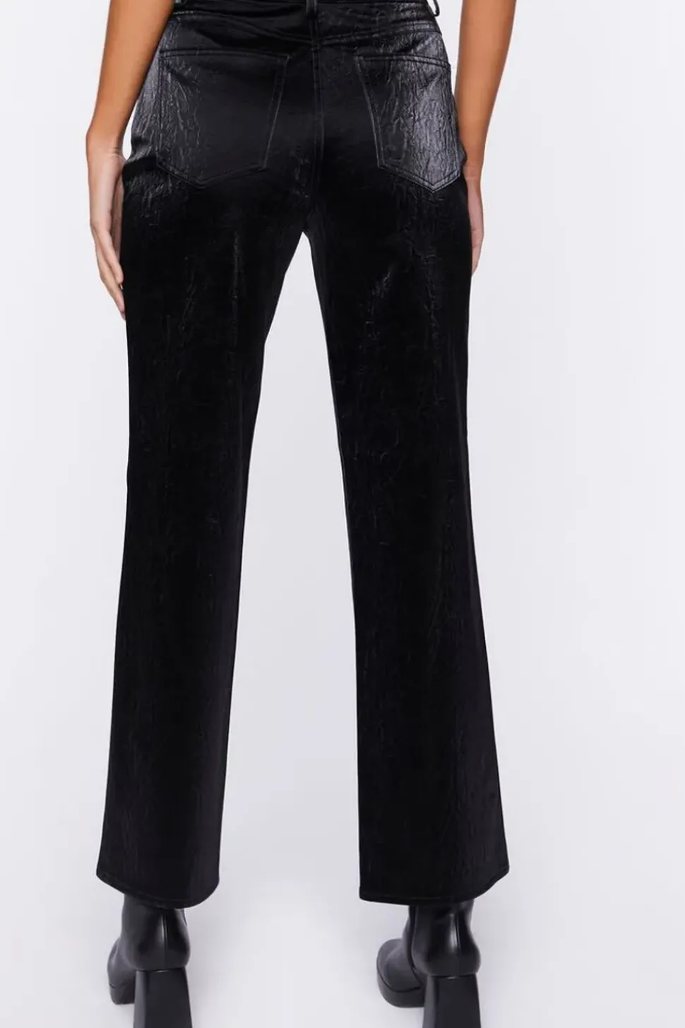 Faux Leather Straight-Leg Pants