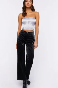 Faux Leather Straight-Leg Pants