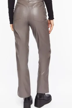 Faux Leather Straight-Leg Pants