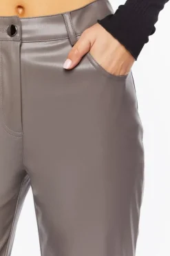 Faux Leather Straight-Leg Pants