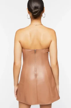 Faux Leather Strapless Mini Dress