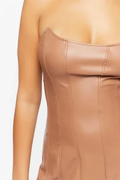 Faux Leather Strapless Mini Dress