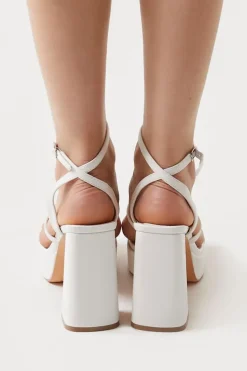 Faux Leather Strappy Platform Heels
