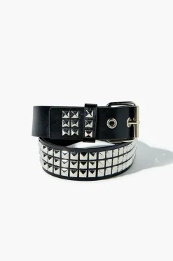 Faux Leather Studded Belt