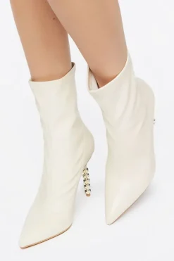 Faux Leather Studded Heel Booties