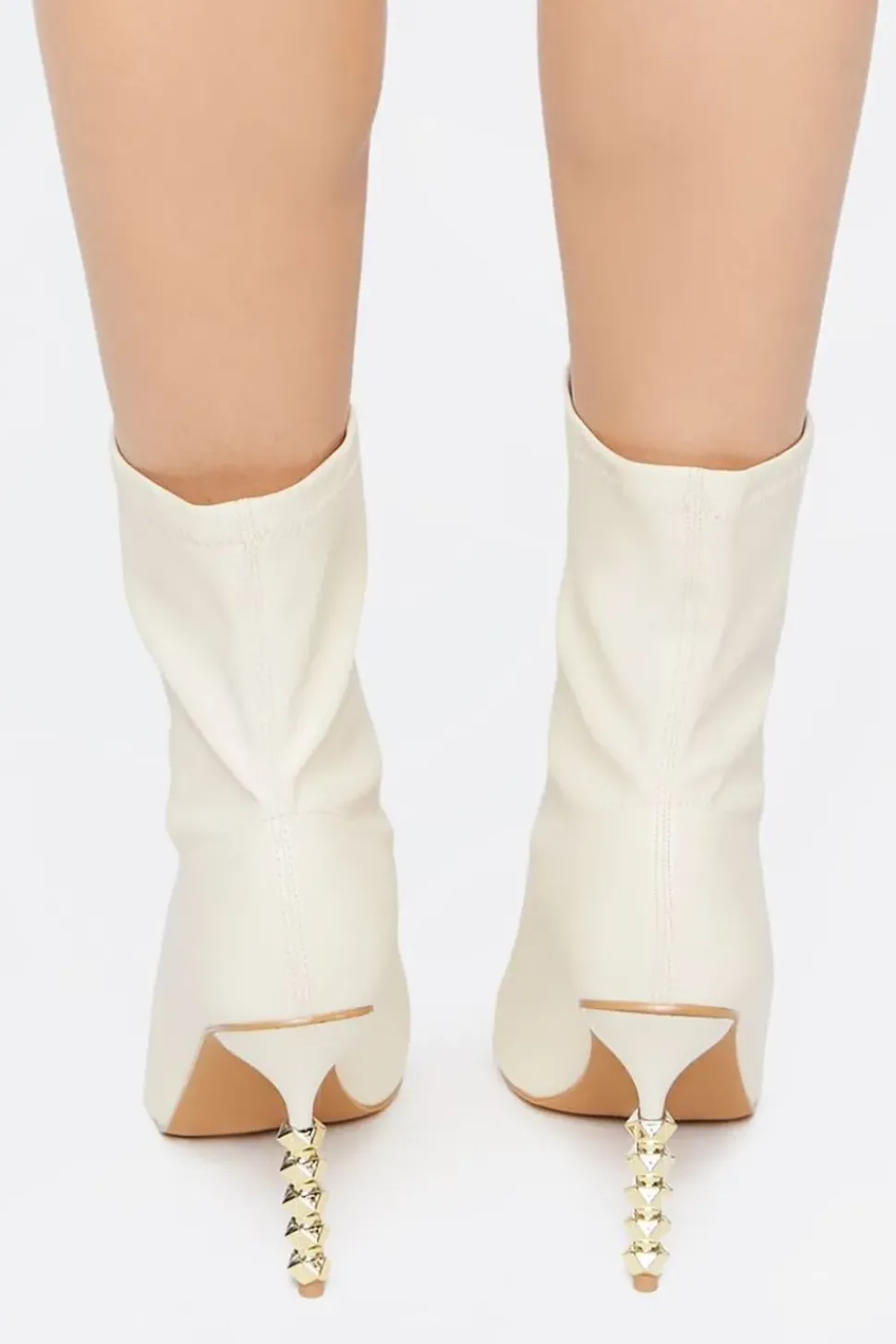 Faux Leather Studded Heel Booties