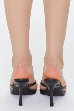Faux Leather Thong Heels