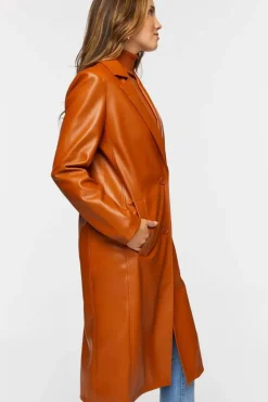 Faux Leather Trench Coat