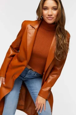 Faux Leather Trench Coat