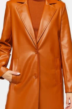 Faux Leather Trench Coat