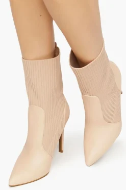 Faux Leather-Trim Sock Booties