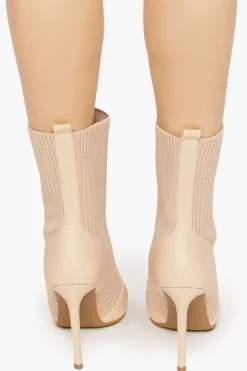 Faux Leather-Trim Sock Booties